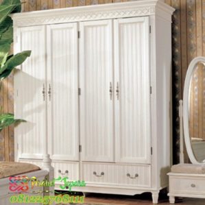 Lemari Pakaian 4 Pintu Klasik Putih terbaru 2018