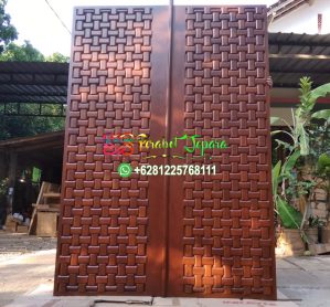 Pintu Ukir Anyaman Tikar Kayu Jati Jepara